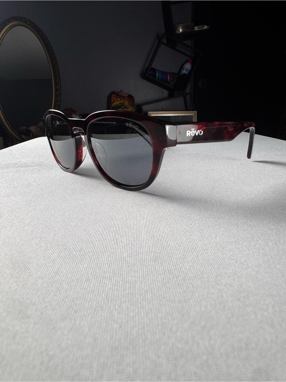 NEW! REVO Zinger 2 RE 1236 06 GY Shiny Red Havana Polarized Grey Mirror Lens uni